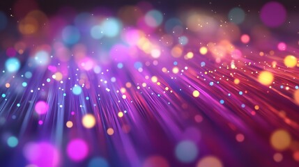 Colored optical fiber, background image, technology concept of data transfer and communication. 