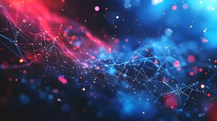 Abstract polygonal vector science background with connecting dots and lines.