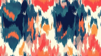 Poster - Ikat seamless pattern featuring a colorful boho fashion texture Ethnic decorative background for wallpaper design