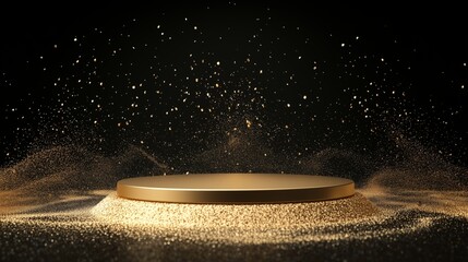 Poster - Elegant 3D Podium in Empty Space with Sparkling Effects