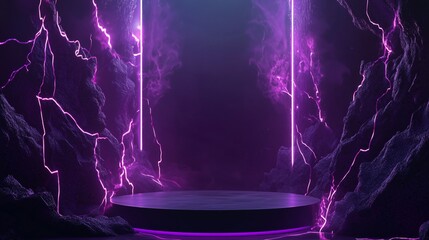 Poster - Modern 3D Podium with Empty Space and Framing Elements