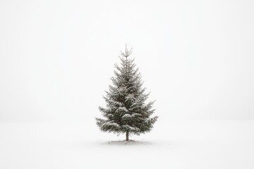 Poster - A Single Christmas Tree Covered in Snow with Lights