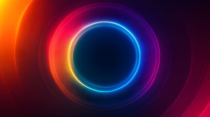 Poster - Vibrant Circular RGB Spectrum, soft glow radiating in a full spectrum of colors from the center to the edges, creating a mesmerizing visual effect