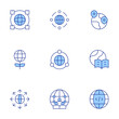 © Blockfine - Global icons set. Line Duotone style, editable stroke. global, programming, telecommuting, world, global network, globe, worldwide, expansion