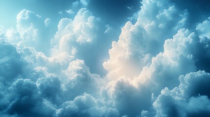 Wall Mural - a bright light shines through a dense layer of clouds in the sky.