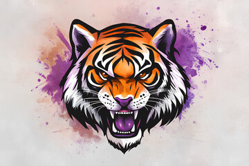 tiger mascot logo design watercolor