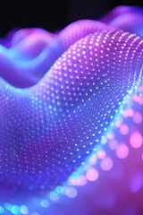 Poster - A mesmerizing visual of flowing waves illuminated in bright purple and blue tones creates an enchanting atmosphere. The dynamic light display captures the beauty of modern design at night.