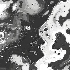 Poster - The artwork features a striking abstract design, showcasing a blend of black and white swirls and shapes that create a dynamic, marbled effect. Complex patterns enhance its visual depth and interest.