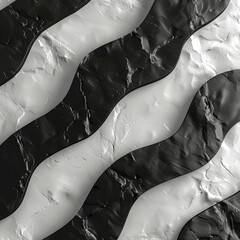Poster - Curved, wavy patterns create an engaging visual on a black and white backdrop. The textured surfaces demonstrate a unique interplay of light and shadow, enhancing the depth of the design.