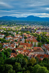 The city of Ljubljana from the top of the castle