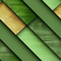 Poster - A visually striking composition features various shades of green arranged in diagonal patterns, complemented by gold accents. This design adds a modern touch suitable for artistic applications.