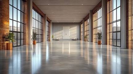 Poster - empty modern industrial space this image highlights the elegance of minimalist design in contemporary industrial facilities ready for new opportunities and transformations.image