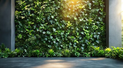 Poster - green wall in an office building with lush plants and natural sunlight enhancing aesthetics and air quality.image