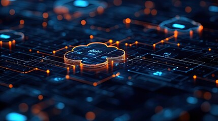 Fototapete - cloud api integration with interconnected clouds dat flow lines and digital elements representing cloud computing.image