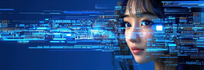 Poster - Mesmerizing Realistic Portrait with Digital Elements