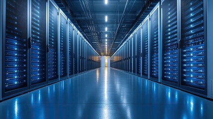 Poster - image of modern dat center with server racks representing the backbone of it infrastructure.illustration