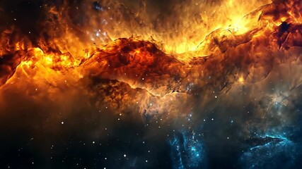 Wall Mural - a fiery nebula lights up the night sky, revealing a vast expanse of stars and cosmic dust