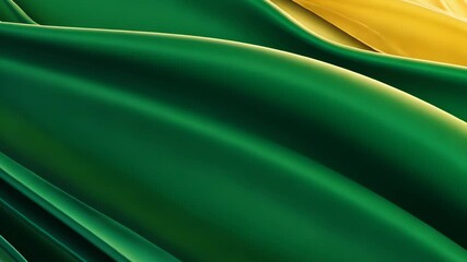 Wall Mural - a close-up of a green and yellow fabric, showing the smooth, soft texture and subtle waves of the ma
