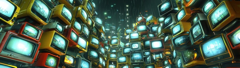 Poster - Captivating 3D Illustration of Retro Television Scene