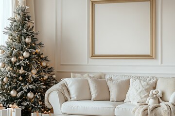 Aufkleber - christmas frame mockup living room neat and organised : Generative AI