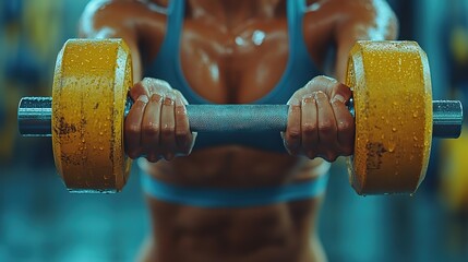 Poster - person lifting dumbbells at home highlighting the ease and convenience of home workouts.stock image