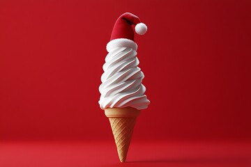 Aufkleber - A whimsical Christmas-themed ice cream cone shaped like a Christmas tree.  : Generative AI