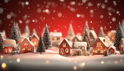 Poster - Christmas village diorama with little houses and Christmas trees : Generative AI