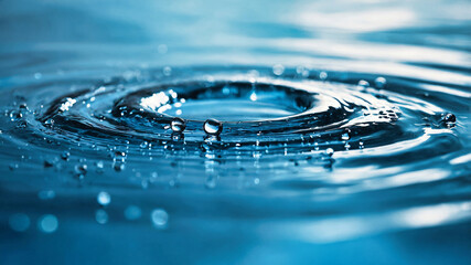 Water droplet making concentric ripples spreading outwards