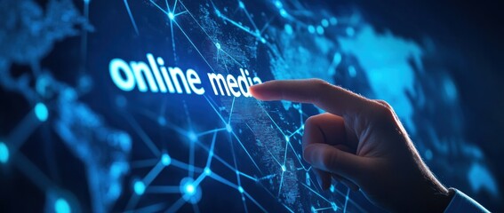 Poster - Online Media Concept: A Hand Interacting with a Digital World