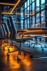 Wall Mural - Modern conference room with sleek chairs and a large table.