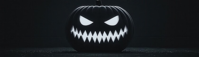 Poster - Evil Halloween Pumpkin with Glowing Face.