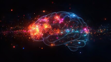 Fototapete - psychological intelligence intertwined with artificial intelligence learning showcasing human brain 