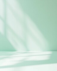 Aufkleber - Minimalist Light Green Wall and Floor with Soft Shadows in a Clean, Fresh Setting - Pastel Color Palette