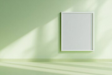Aufkleber - Minimalist Poster Mockup on Light Green Matte Wall with Soft Shadows and a Calm Ambiance