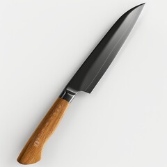 A Black-Bladed Kitchen Knife with a Cork Handle