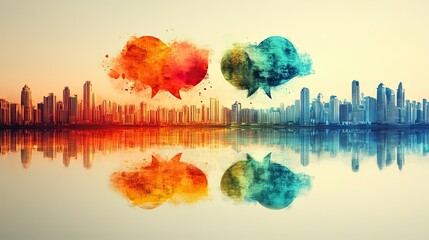 Poster - speech bubbles symbolize dialogue and interaction perfect for illustrating communication discussions and conversations.stock image