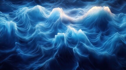 Poster - top view of flowing tropical water texture showcasing vibrant blue waves and dynamic motion horizont