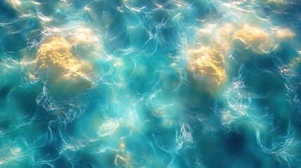 Poster - top view of flowing tropical water with vibrant blue and green hues creating dynamic and refreshing 