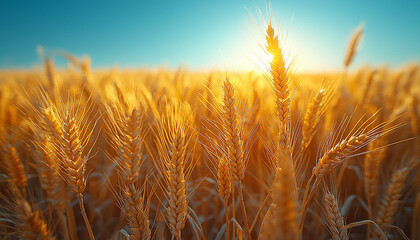 Sticker - Golden wheat fields in rural summer landscape scene. generated by AI