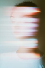 Aufkleber - Abstract Portrait with Colorful Digital Glitch Effect