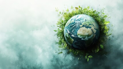 Poster - watercolor image of earth with leaves symbolizing esg reporting in corporate governance.image