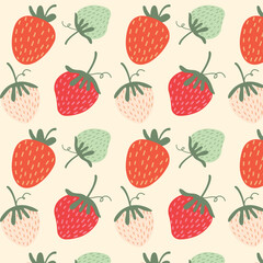 Seamless pattern with strawberry. Vector summer background with strawberries.