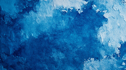 a close-up, top-down view of watercolor texture background: a single cobalt blue watercolor wash applied on flat textured paper