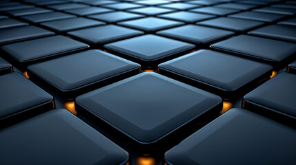 Poster - A grid of sleek black square tiles is showcased with glowing edges, creating a modern and visually striking pattern. The scene exudes a captivating ambiance, highlighting the geometric design.