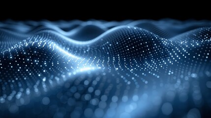 Poster - Soft waves of light ripple across a dark surface, illuminated by countless tiny points of brightness, creating a stunning visual effect that captivates and intrigues observers.