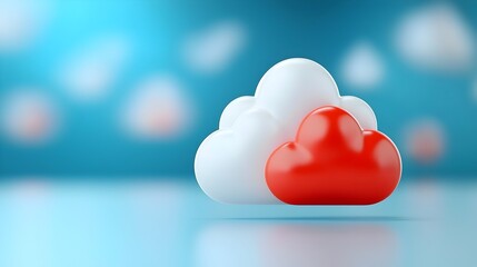 3D abstract small cloud icon with linked server nodes in a minimalist two tone style and smooth edges representing cloud infrastructure and network hosting concepts