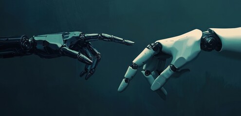 Poster - Robot Hand Reaching Out - Technology, Future and AI Concept