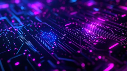 Poster - Circuit Board with Glowing Lights