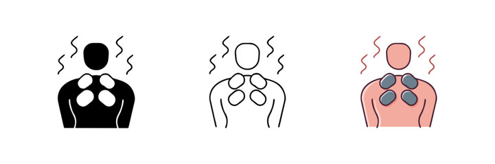 Vector icon of hot stones used in massage therapy for relaxation and wellness.