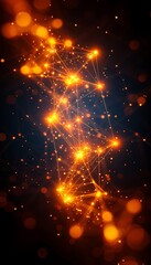 Poster - An intricate display of glowing lines and dots forms a vibrant abstract pattern, reminiscent of a network. The dark background enhances the warm hues, evoking a sense of depth and intrigue.